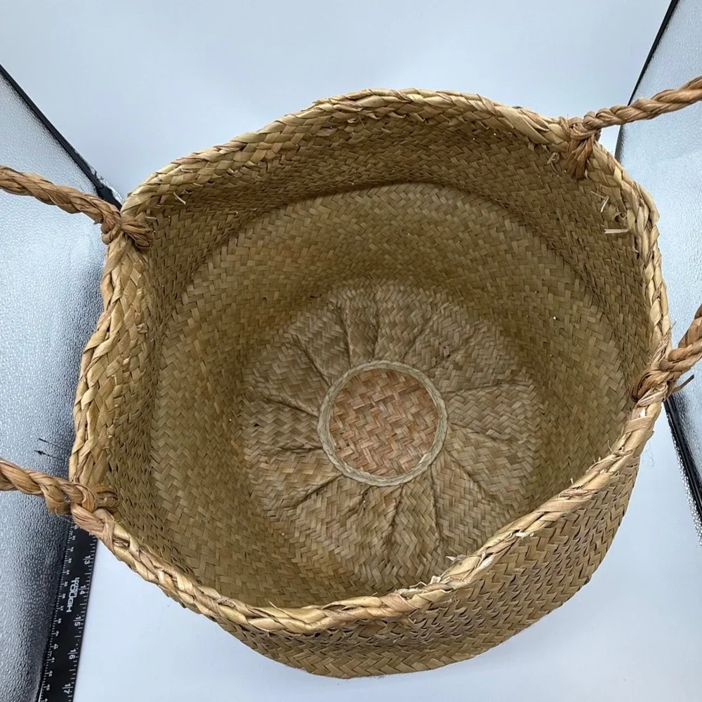 Boho‎ belly Fringe  Seagrass Basket Tote Bag Storage Decor